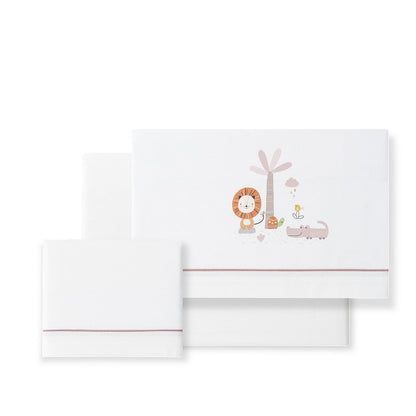 Tríptico cuna 100% algodón León Palmera + chupetero de Interbaby
