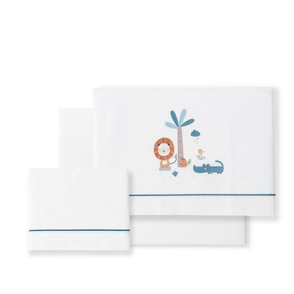 Tríptico cuna 100% algodón León Palmera + chupetero de Interbaby