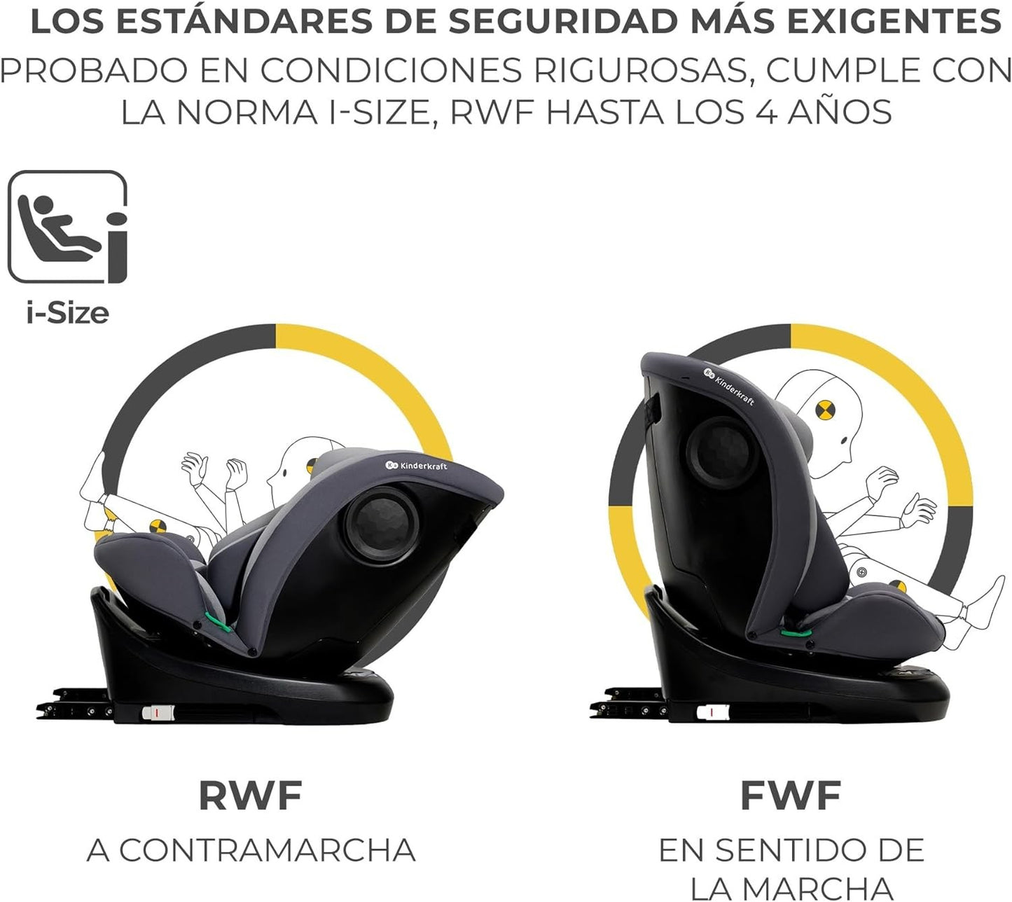 Kinderkraft I-GROW Silla de auto bebé/niño, I-SIZE 40-150, Isofix, Ajustable Grupo 0+/1/2/3, 0-36 kg