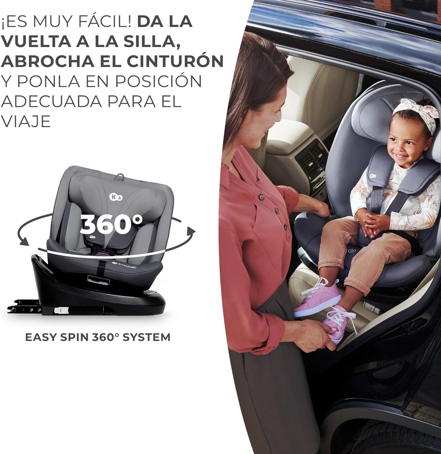 Kinderkraft I-GROW Silla de auto bebé/niño, I-SIZE 40-150, Isofix, Ajustable Grupo 0+/1/2/3, 0-36 kg