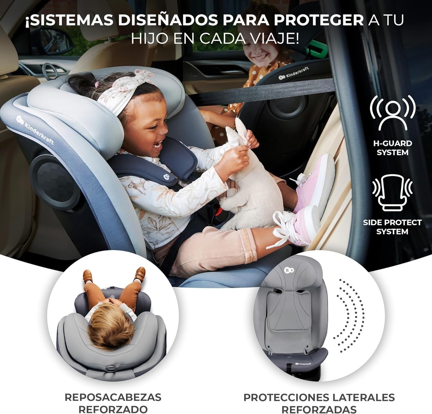 Kinderkraft I-GROW Silla de auto bebé/niño, I-SIZE 40-150, Isofix, Ajustable Grupo 0+/1/2/3, 0-36 kg