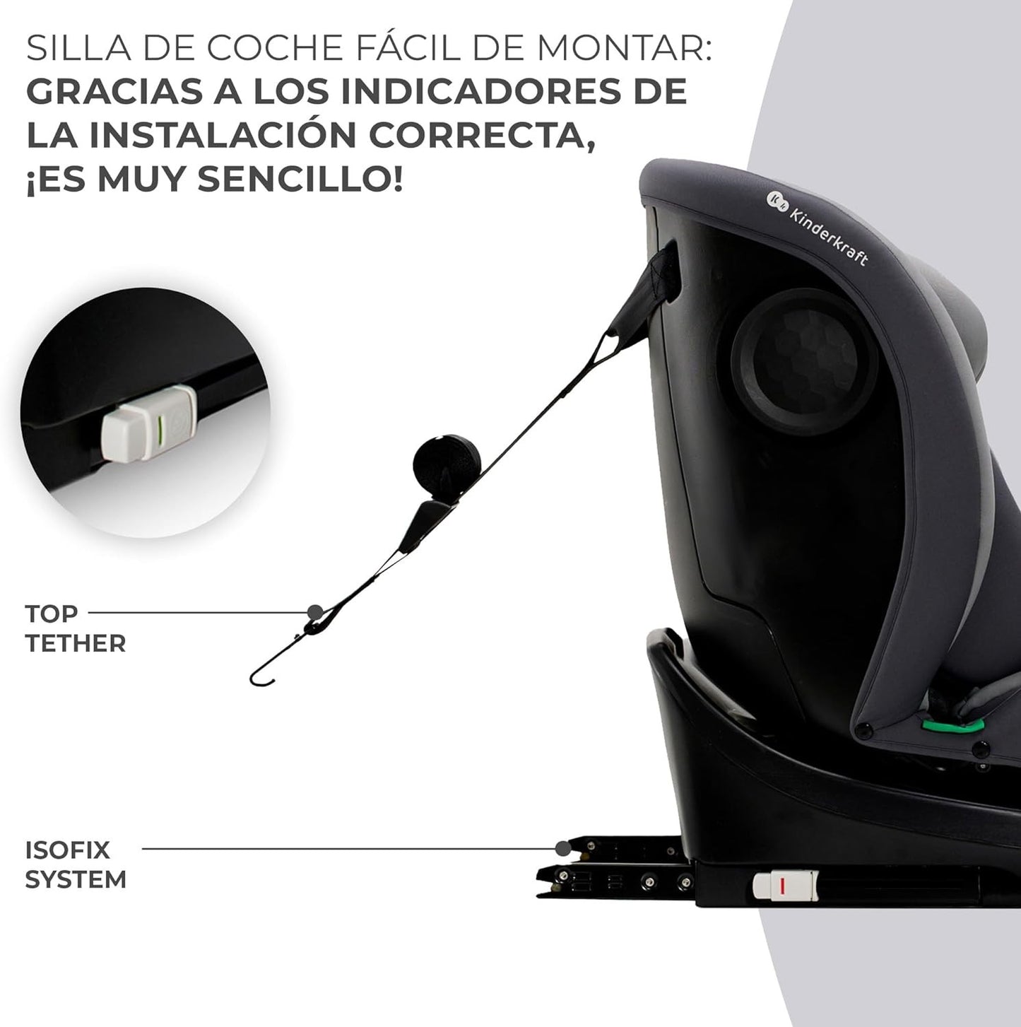 Kinderkraft I-GROW Silla de auto bebé/niño, I-SIZE 40-150, Isofix, Ajustable Grupo 0+/1/2/3, 0-36 kg