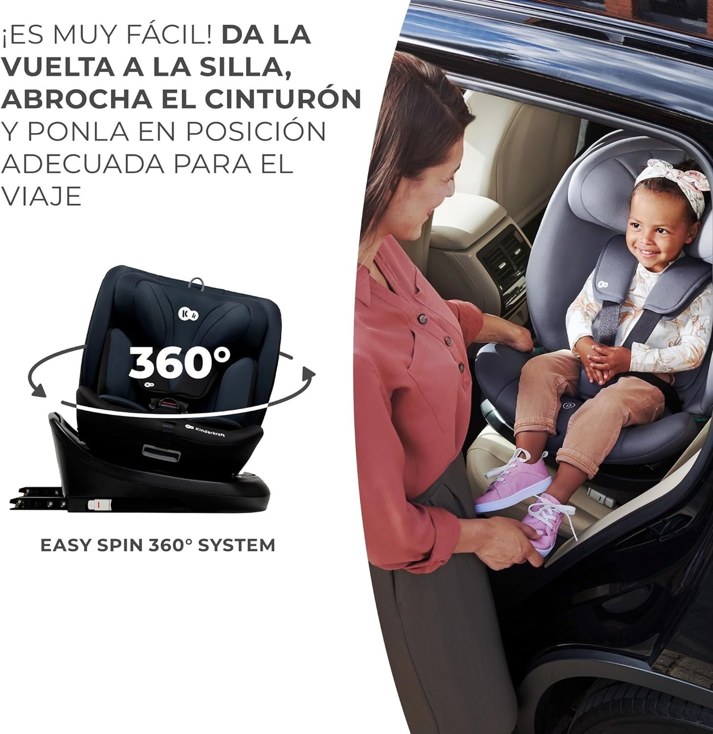 Kinderkraft I-GROW Silla de auto bebé/niño, I-SIZE 40-150, Isofix, Ajustable Grupo 0+/1/2/3, 0-36 kg