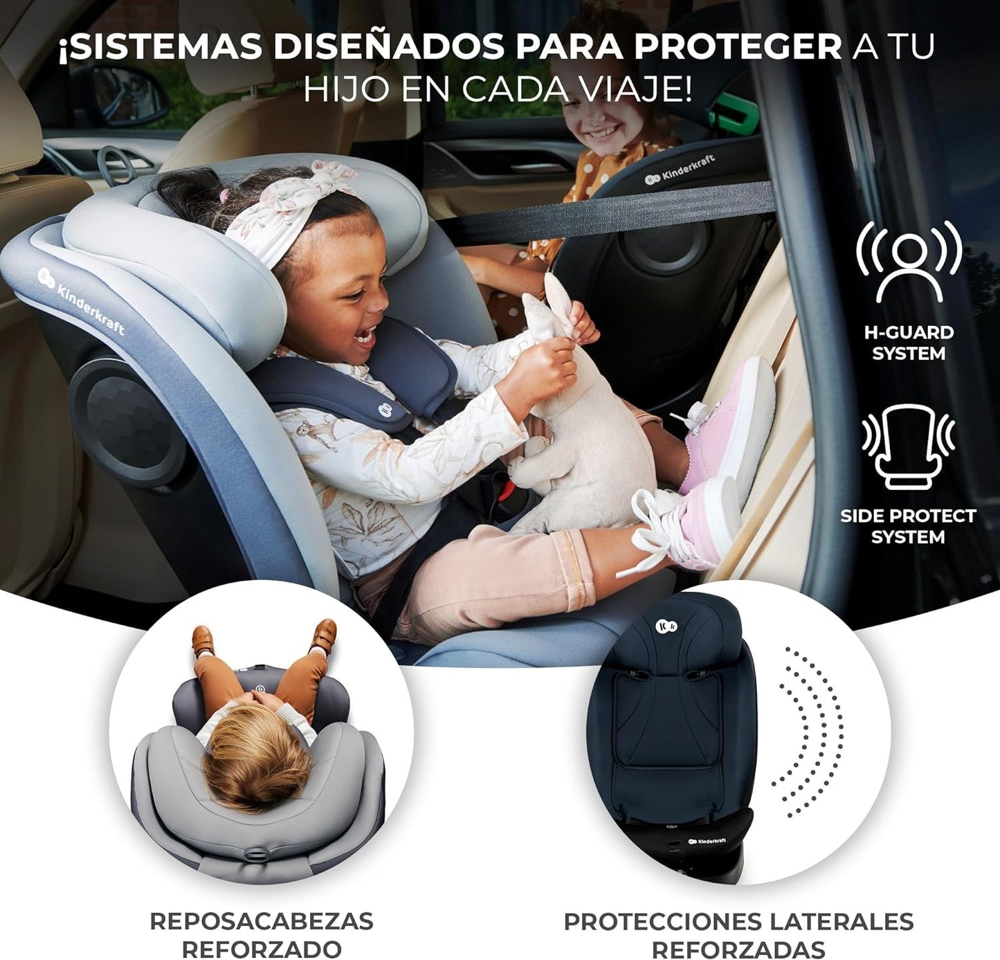 Kinderkraft I-GROW Silla de auto bebé/niño, I-SIZE 40-150, Isofix, Ajustable Grupo 0+/1/2/3, 0-36 kg