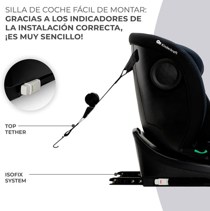 Kinderkraft I-GROW Silla de auto bebé/niño, I-SIZE 40-150, Isofix, Ajustable Grupo 0+/1/2/3, 0-36 kg