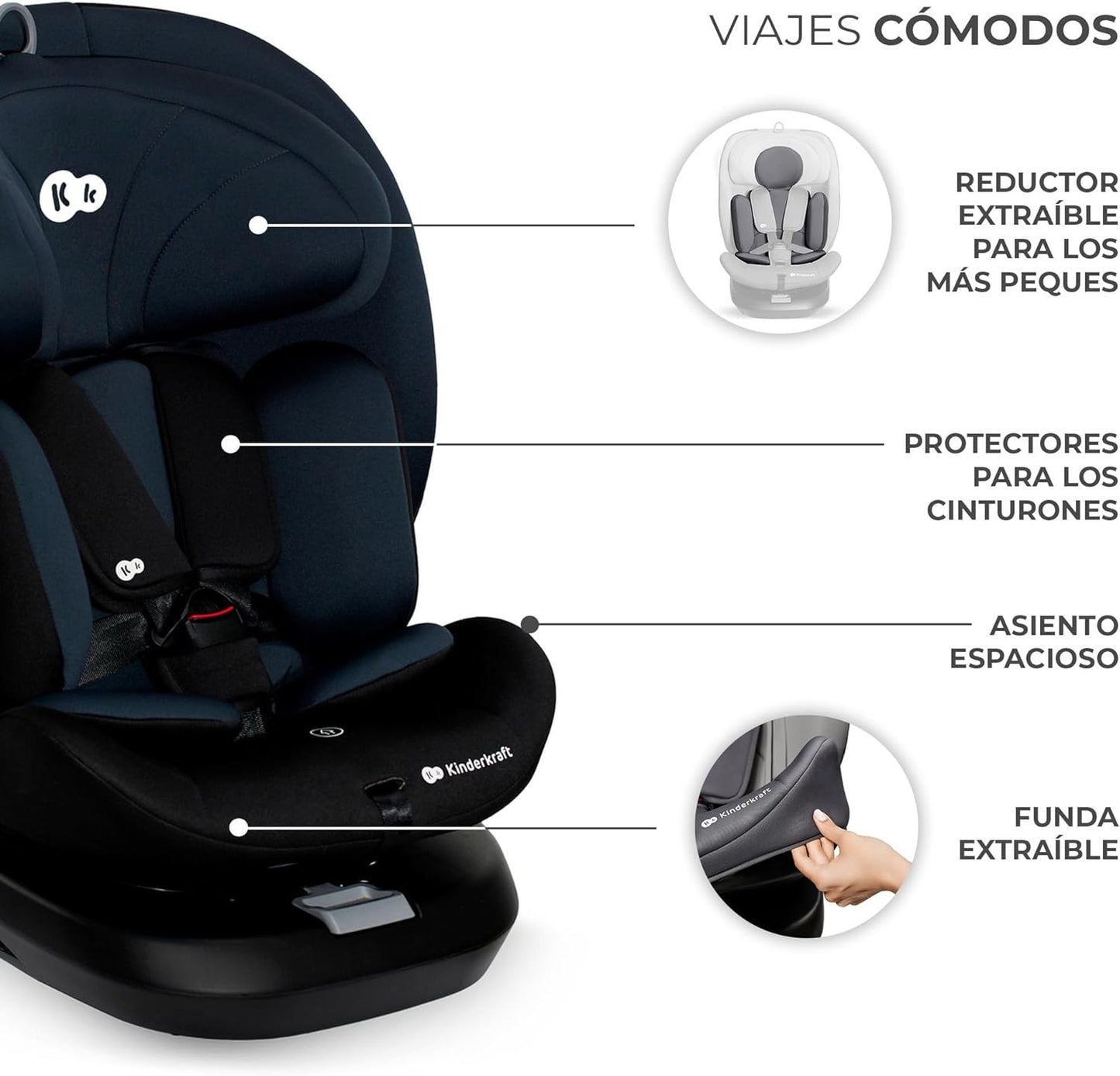 Kinderkraft I-GROW Silla de auto bebé/niño, I-SIZE 40-150, Isofix, Ajustable Grupo 0+/1/2/3, 0-36 kg
