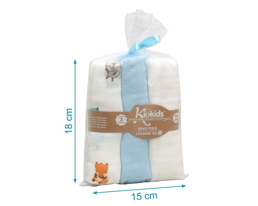 Pack 3 Gasitas 70x70cm de Bambú Kiokids