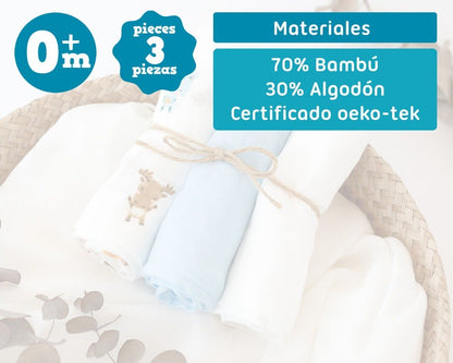 Pack 3 Gasitas 70x70cm de Bambú Kiokids