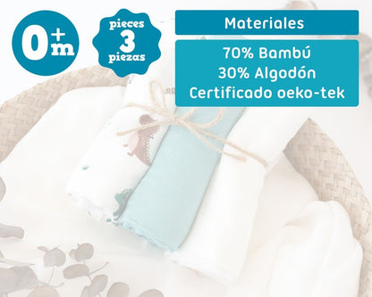 Pack 3 Gasitas 70x70cm de Bambú Kiokids