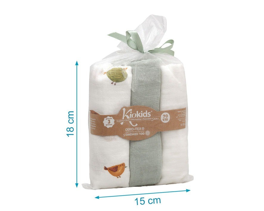 Pack 3 Gasitas 70x70cm de Bambú Kiokids