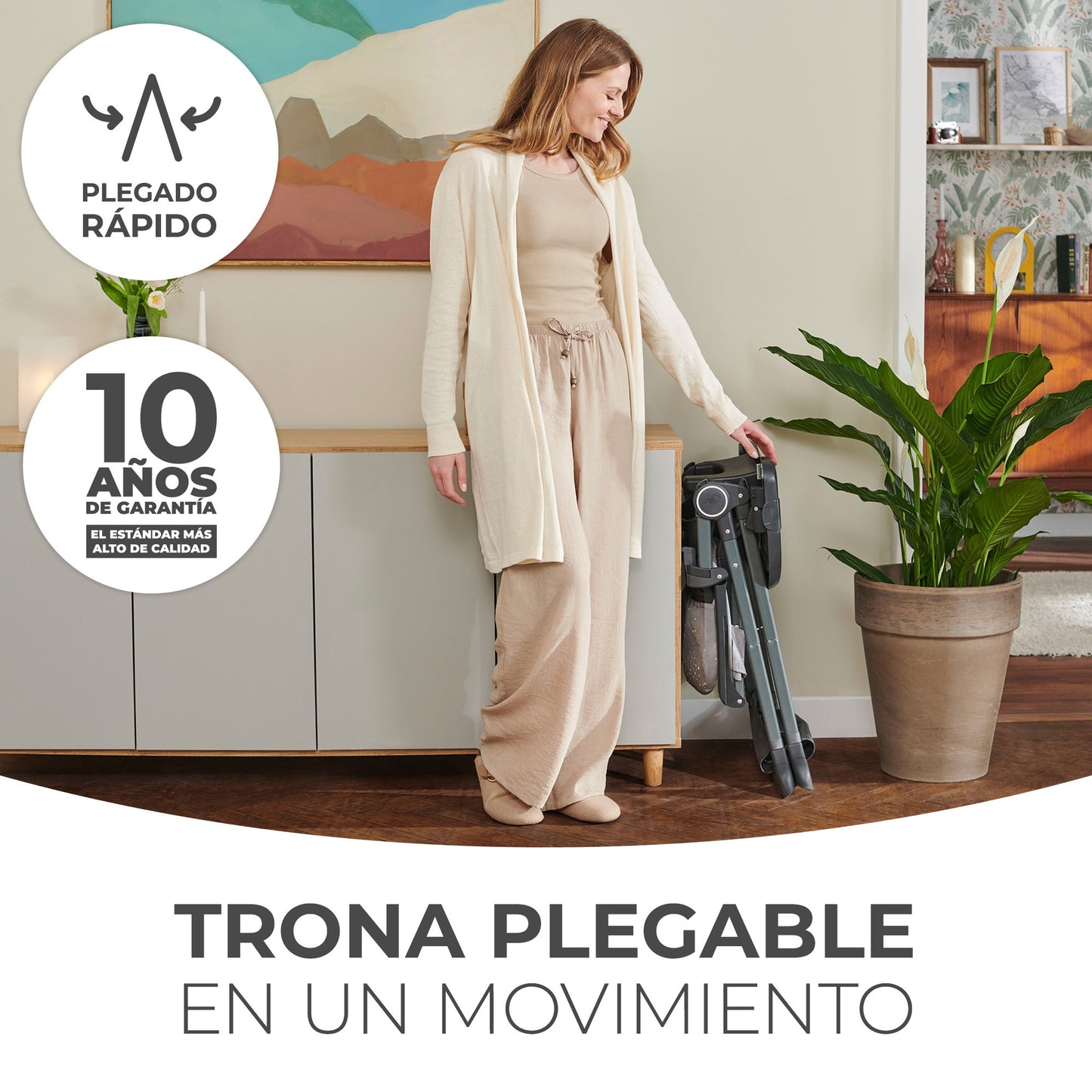 Kinderkraft FOLDEE Trona Bebé, ergonómica, cómoda, reclinable, plegable