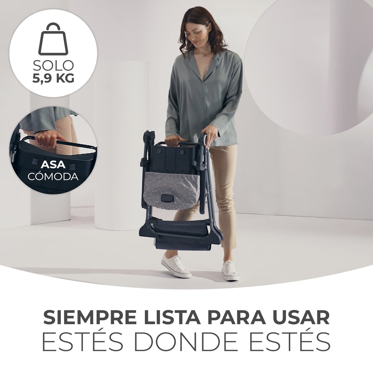 Kinderkraft FOLDEE Trona Bebé, ergonómica, cómoda, reclinable, plegable