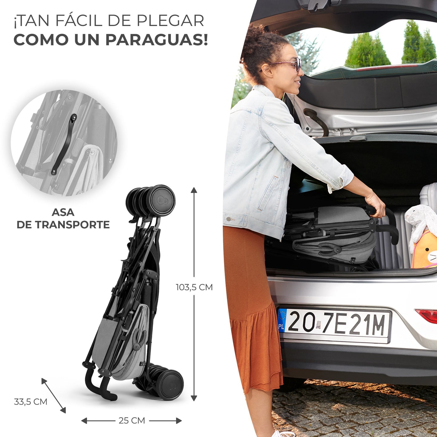 Kinderkraft Silla de Paseo SIESTA, Carrito paraguas, Posición tumbada, Plegable, hasta 22 kg