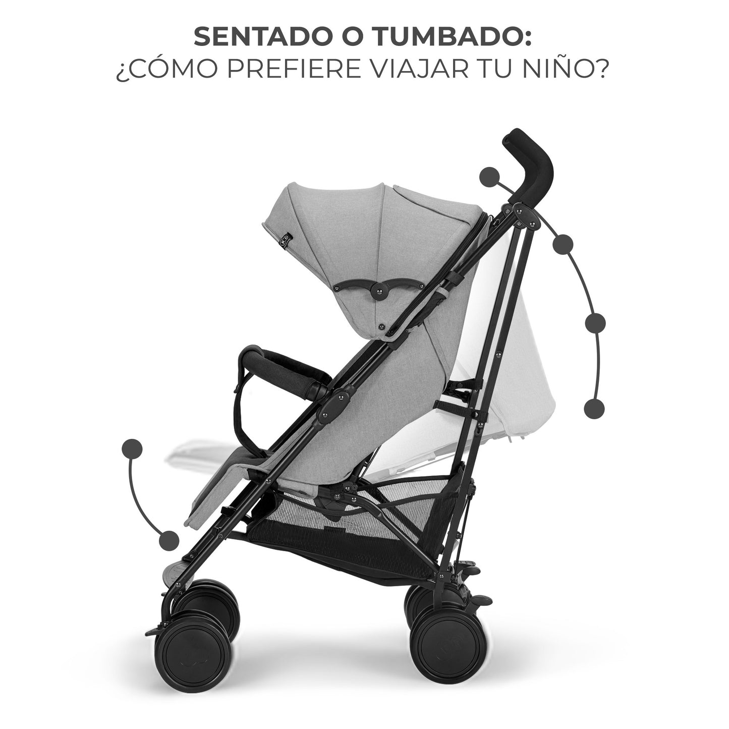 Kinderkraft Silla de Paseo SIESTA, Carrito paraguas, Posición tumbada, Plegable, hasta 22 kg