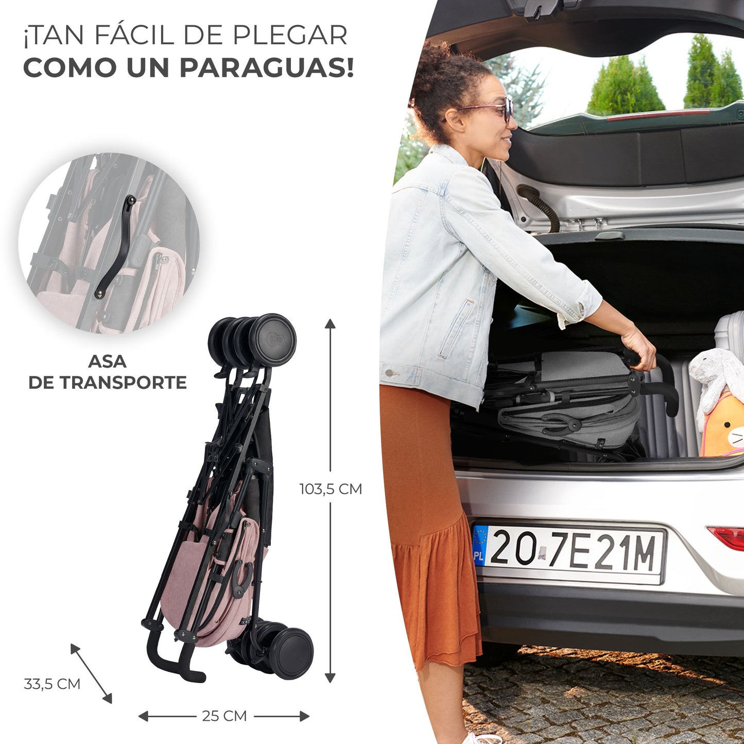 Kinderkraft Silla de Paseo SIESTA, Carrito paraguas, Posición tumbada, Plegable, hasta 22 kg