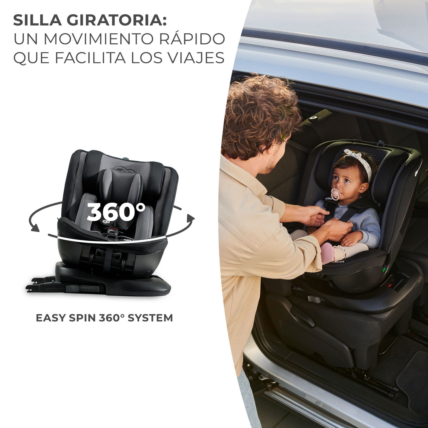 Kinderkraft XPEDITION 2 I-Size, Silla de coche, Isofix, Ajustable 5 posiciones, Giratoria 360º