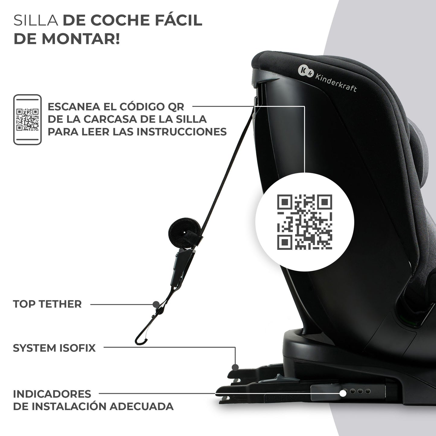Kinderkraft XPEDITION 2 I-Size, Silla de coche, Isofix, Ajustable 5 posiciones, Giratoria 360º