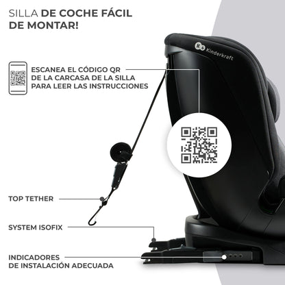 Kinderkraft XPEDITION 2 I-Size, Silla de coche, Isofix, Ajustable 5 posiciones, Giratoria 360º