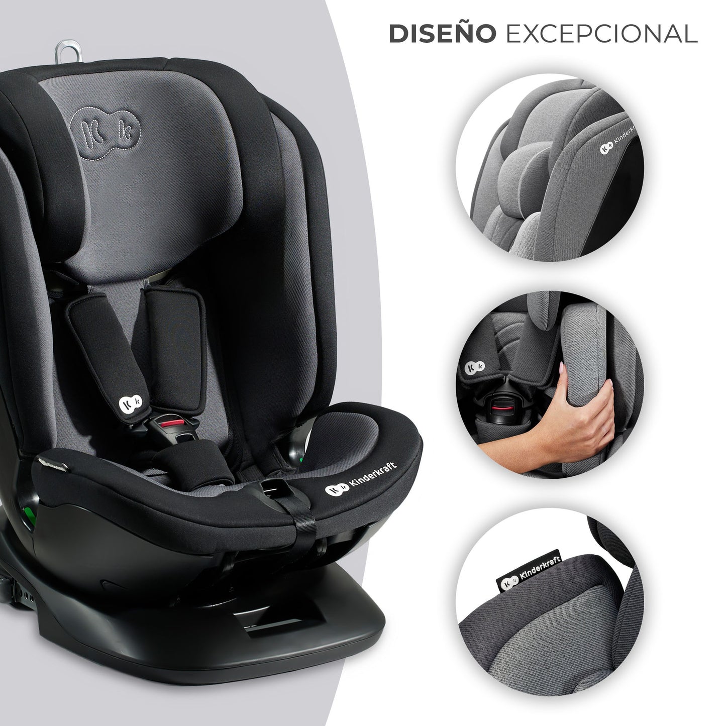 Kinderkraft XPEDITION 2 I-Size, Silla de coche, Isofix, Ajustable 5 posiciones, Giratoria 360º