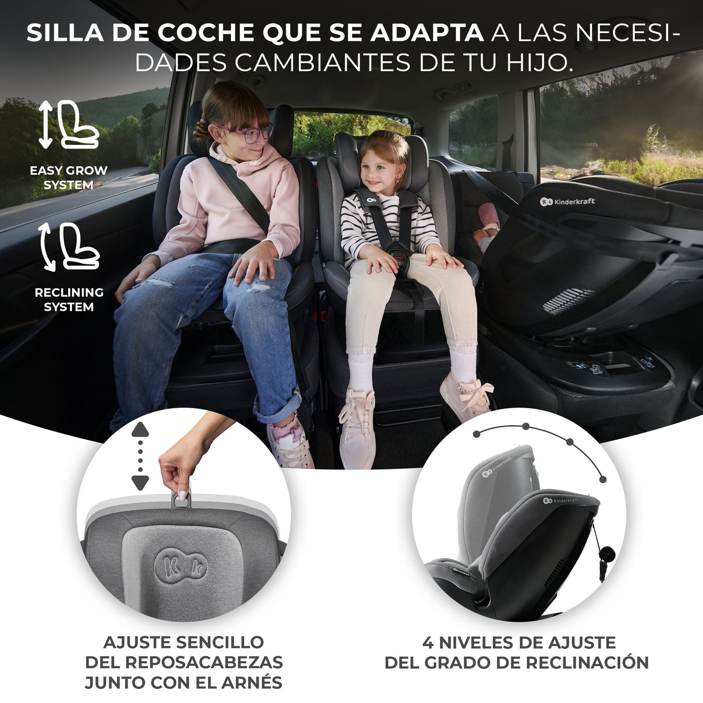 Kinderkraft XPEDITION 2 I-Size, Silla de coche, Isofix, Ajustable 5 posiciones, Giratoria 360º