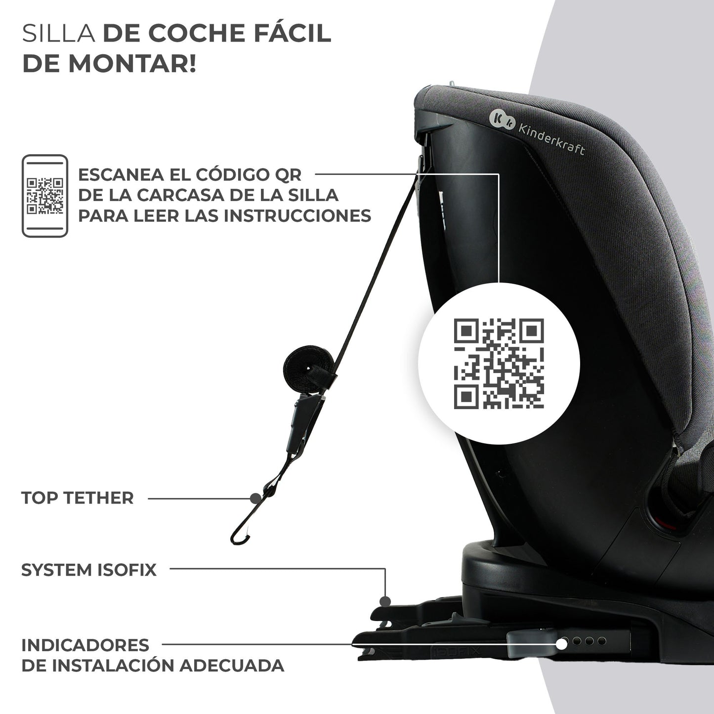 Kinderkraft XPEDITION 2 I-Size, Silla de coche, Isofix, Ajustable 5 posiciones, Giratoria 360º