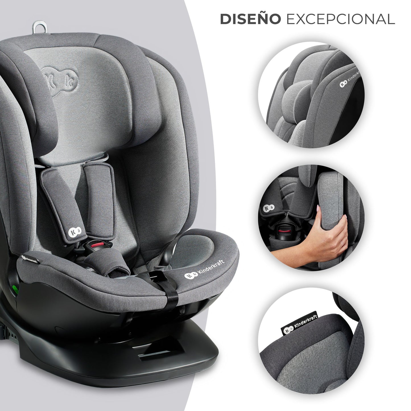Kinderkraft XPEDITION 2 I-Size, Silla de coche, Isofix, Ajustable 5 posiciones, Giratoria 360º