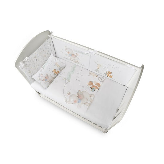 Capa de Edredom para Berço + Travesseiro + Protetor + Enchimento, Música e Amigos Modelo Don Algodón