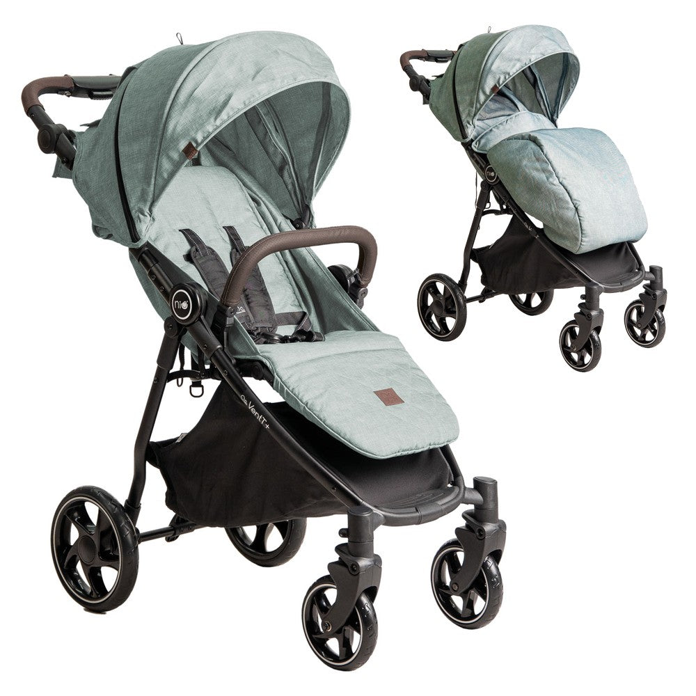 Niu – Silla de Paseo Cochecito de bebé VentT+ Capota XXL -Mosquitera y plástico de lluvia