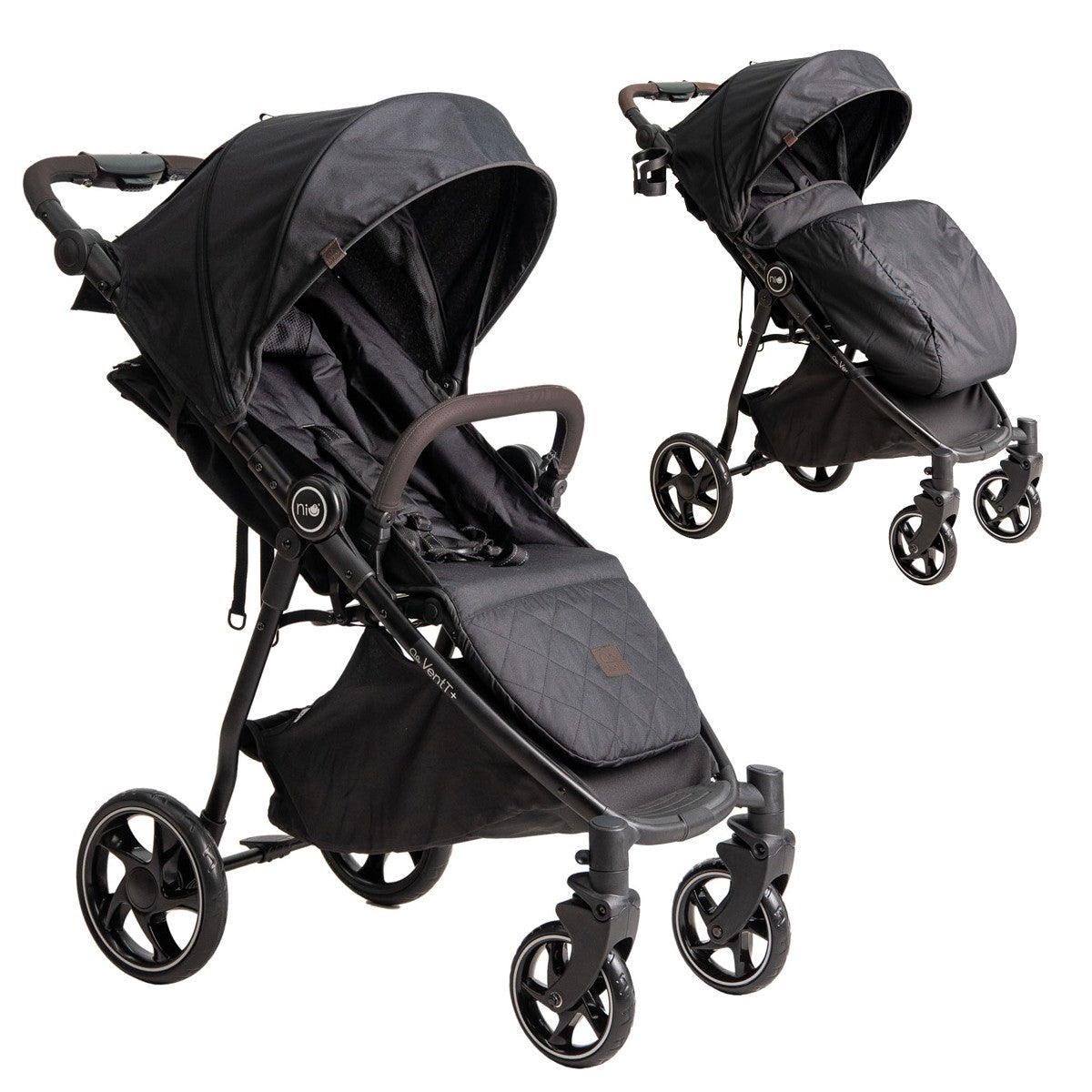 Niu – Silla de Paseo Cochecito de bebé VentT+ Capota XXL -Mosquitera y plástico de lluvia