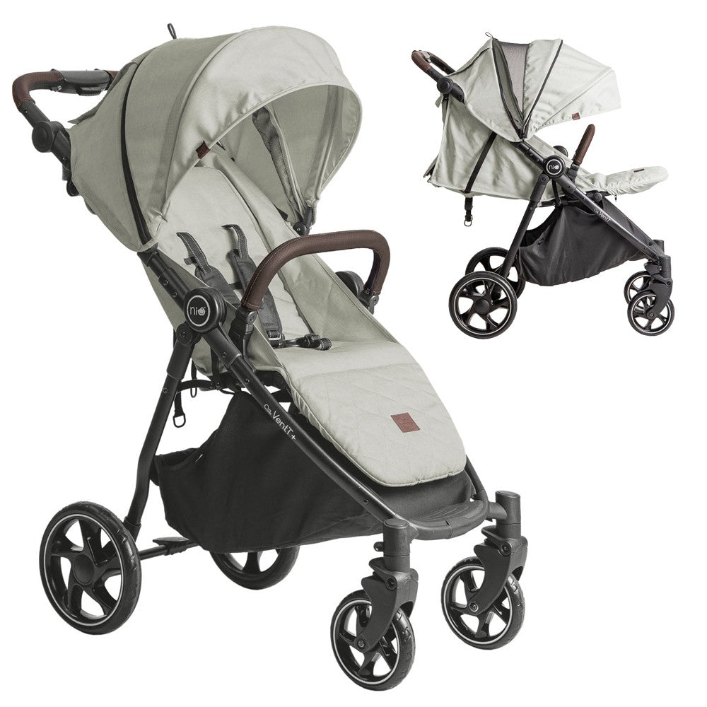 Niu – Silla de Paseo Cochecito de bebé VentT+ Capota XXL -Mosquitera y plástico de lluvia