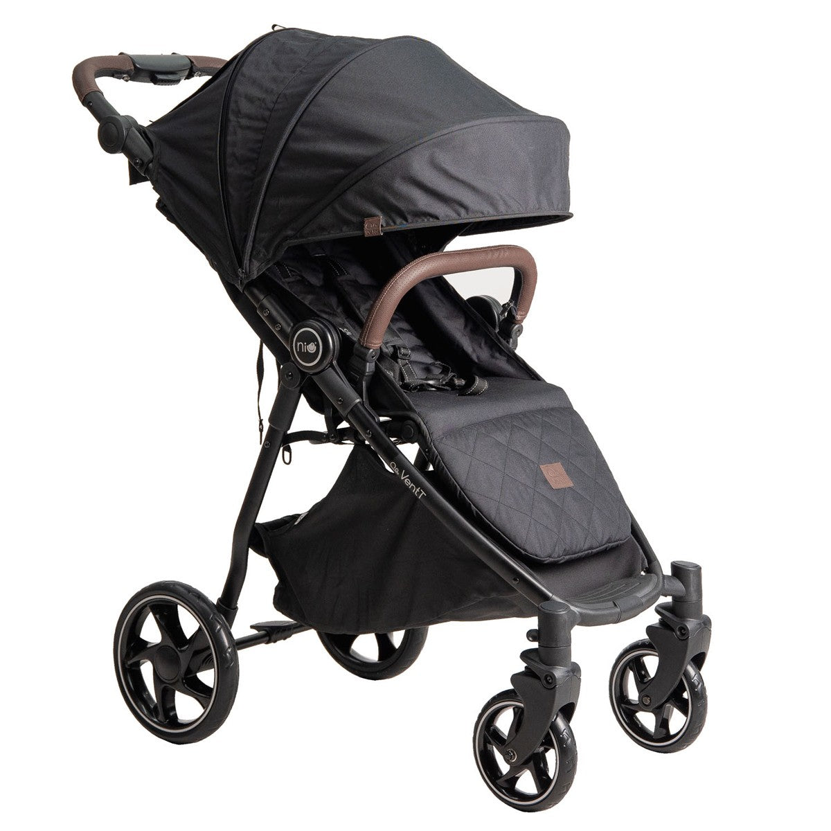 Niu – Silla de Paseo Cochecito de bebé VentT+ Capota XXL -Mosquitera y plástico de lluvia