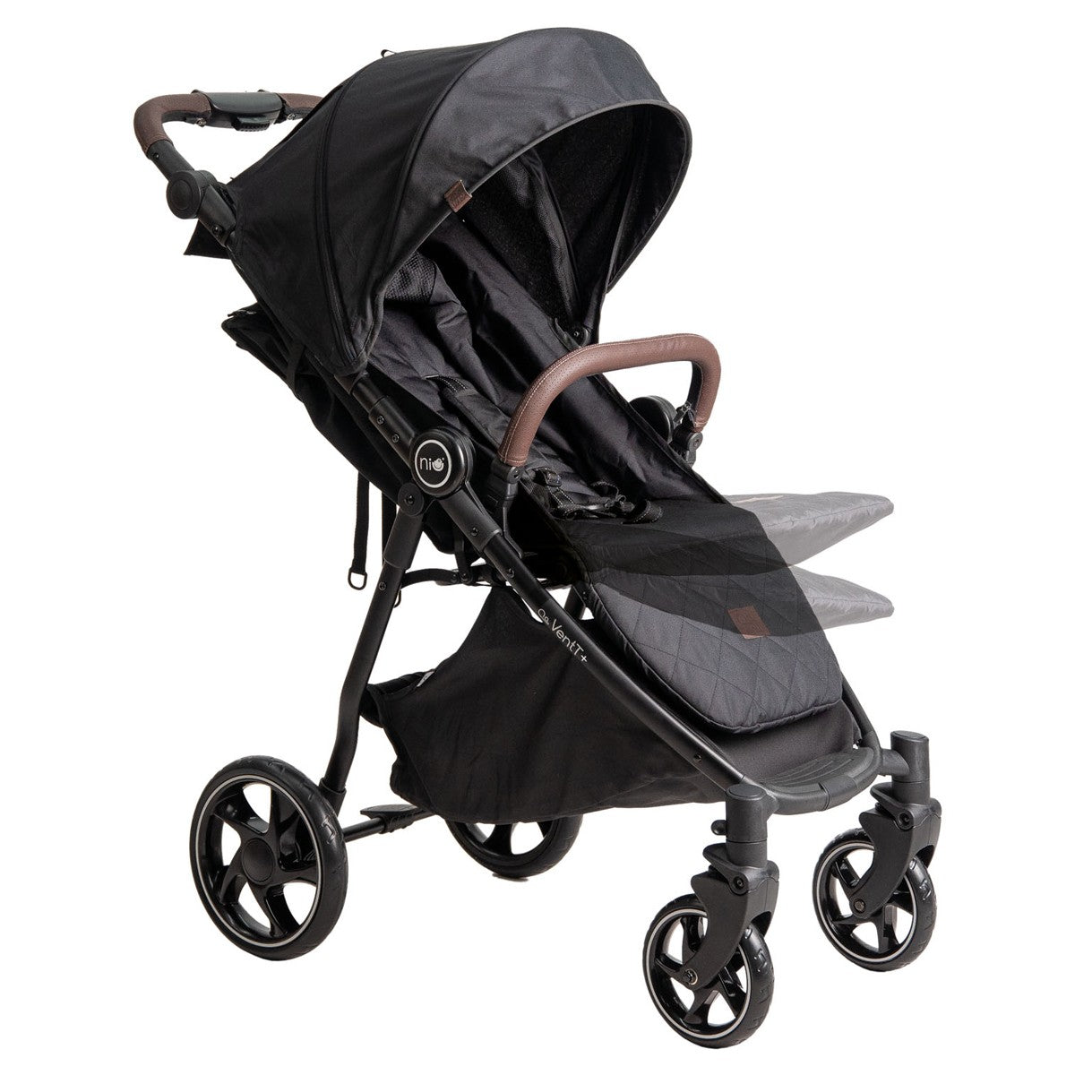 Niu – Silla de Paseo Cochecito de bebé VentT+ Capota XXL -Mosquitera y plástico de lluvia