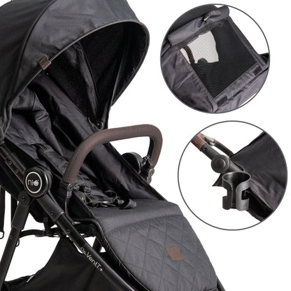 Niu – Silla de Paseo Cochecito de bebé VentT+ Capota XXL -Mosquitera y plástico de lluvia