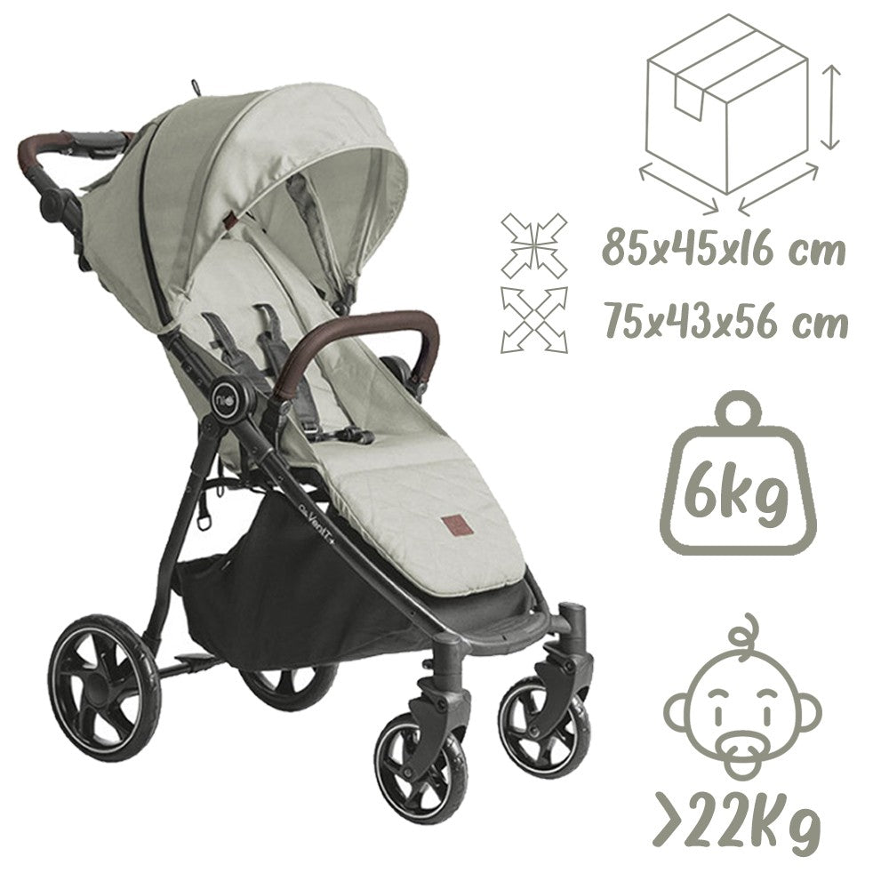 Niu – Silla de Paseo Cochecito de bebé VentT+ Capota XXL -Mosquitera y plástico de lluvia