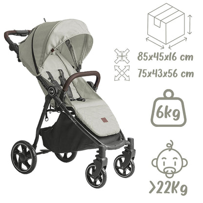 Niu – Silla de Paseo Cochecito de bebé VentT+ Capota XXL -Mosquitera y plástico de lluvia