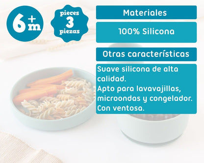 Set Vajilla de 3 piezas de Silicona de Kiokids