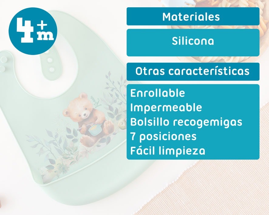 Babero Silicona Salvia Osito de Kiokids