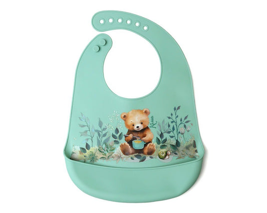 Babero Silicona Salvia Osito de Kiokids