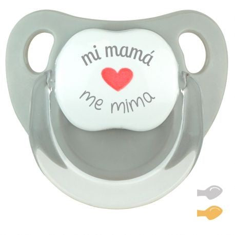 Chupete Baby Deco Gris Mi Mamá me mima de Mi Pipo