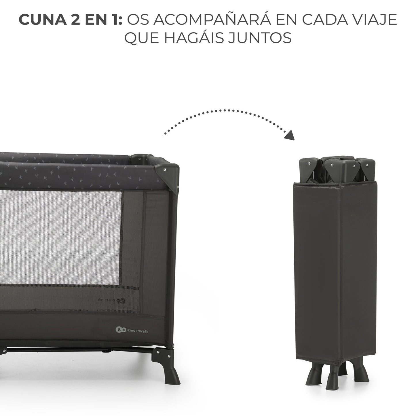 Kinderkraft - Cuna 2 en 1 multifunción JOY light de viaje muy ligera y plegable