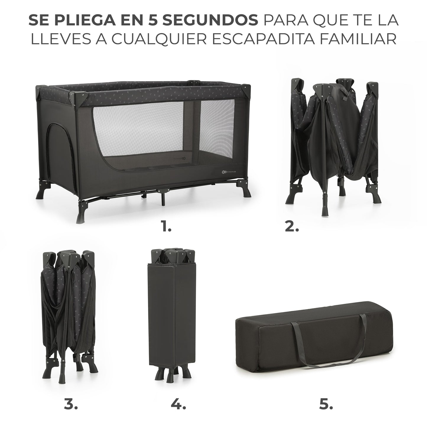Kinderkraft - Cuna 2 en 1 multifunción JOY light de viaje muy ligera y plegable