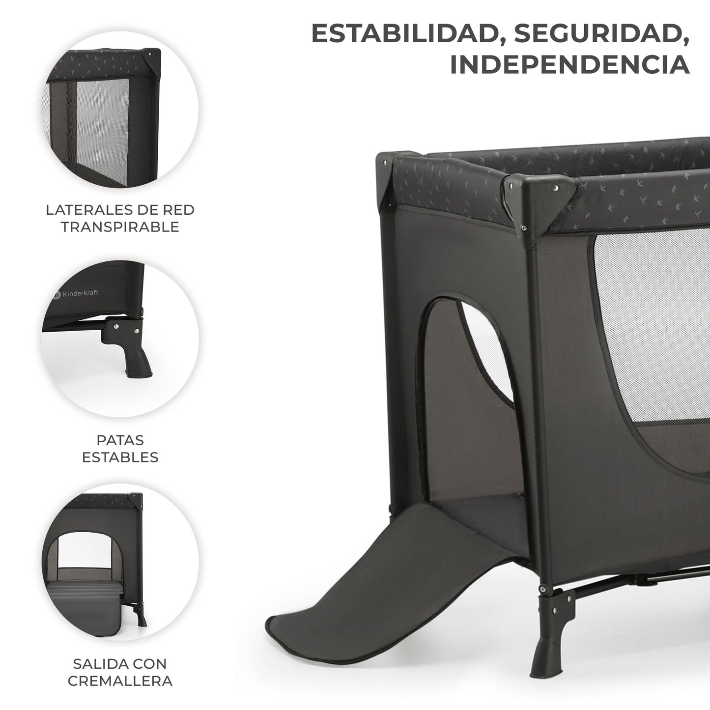 Kinderkraft - Cuna 2 en 1 multifunción JOY light de viaje muy ligera y plegable