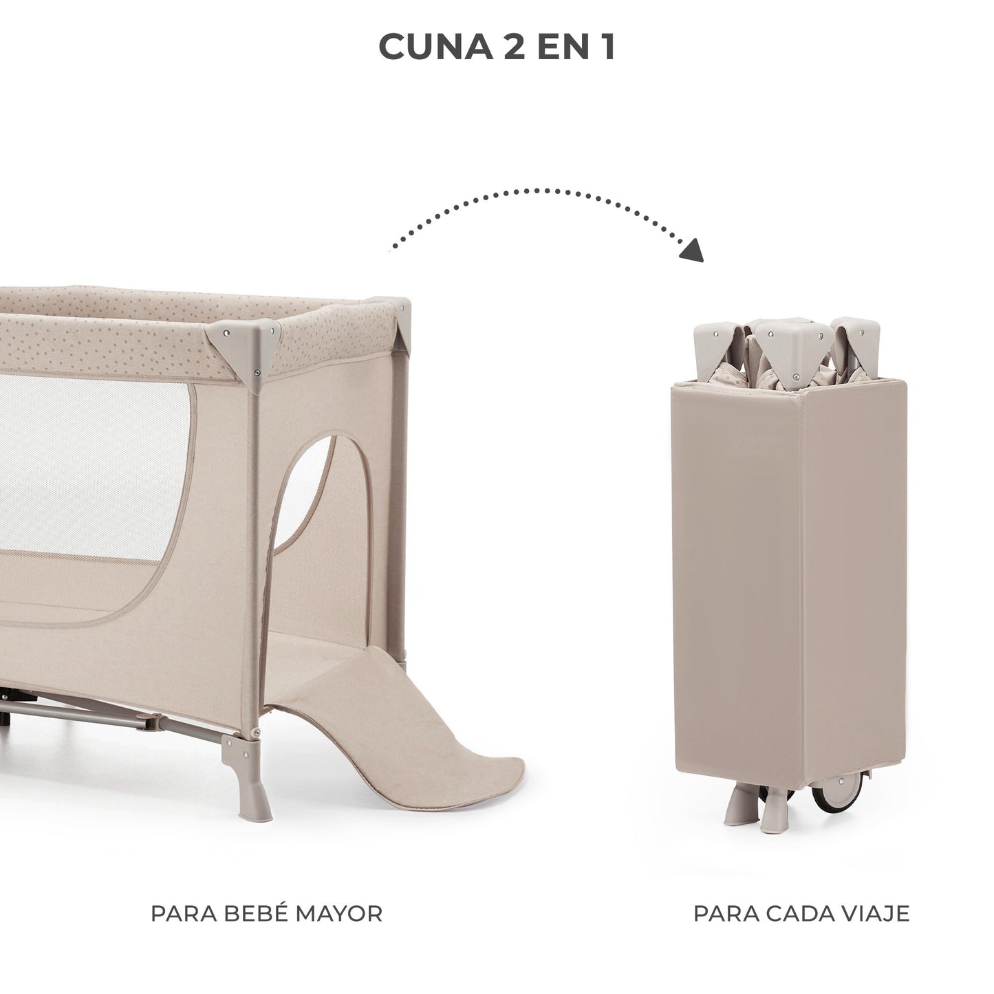 Kinderkraft - Cuna de viaje 2en1 multifunción JOY 2 - Plegado fácil y rápido