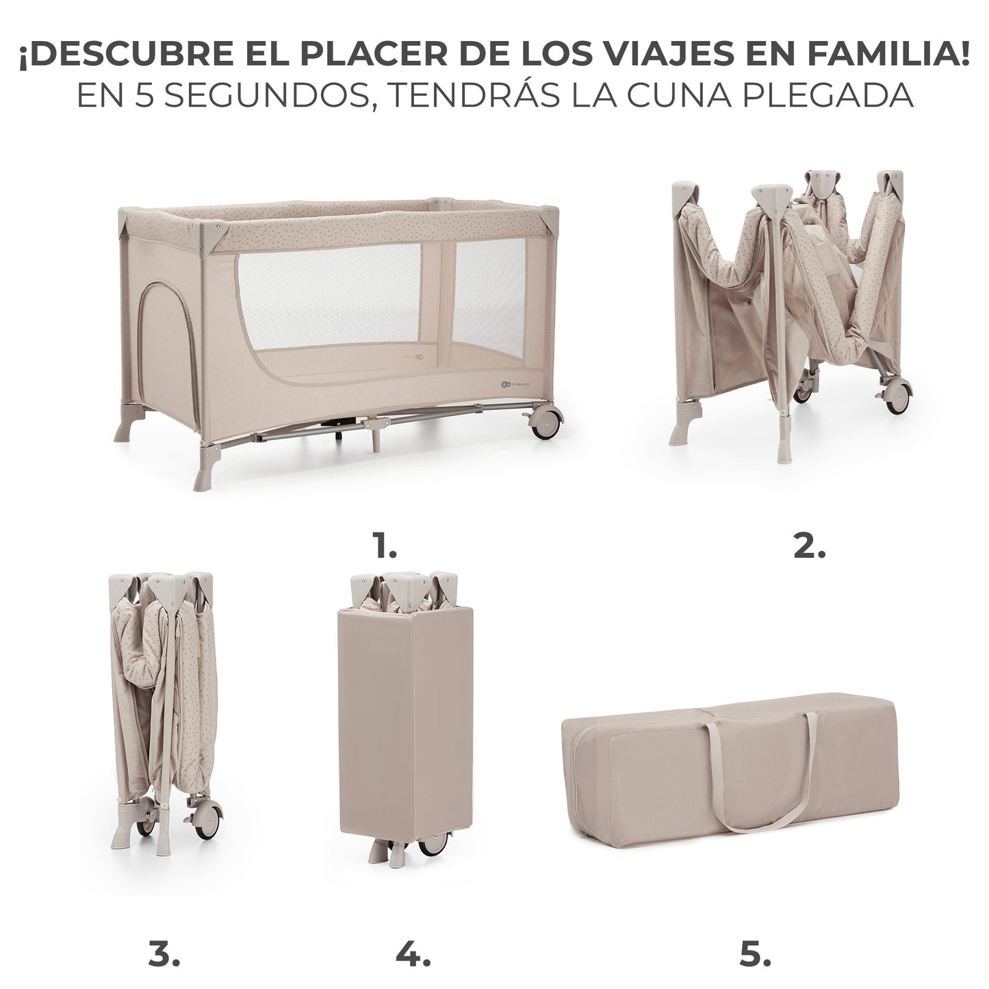 Kinderkraft - Cuna de viaje 2en1 multifunción JOY 2 - Plegado fácil y rápido