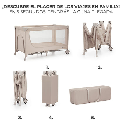 Kinderkraft - Cuna de viaje 2en1 multifunción JOY 2 - Plegado fácil y rápido