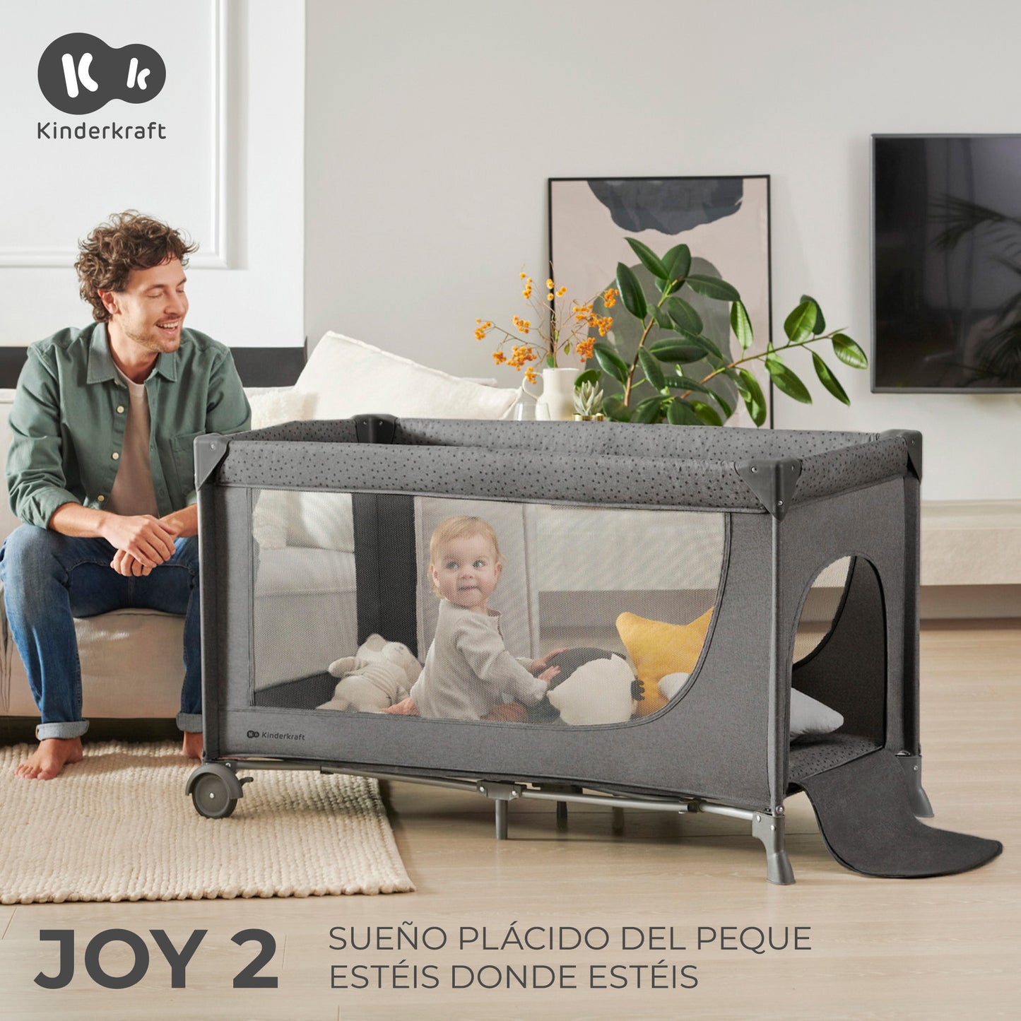 Kinderkraft - Cuna de viaje 2en1 multifunción JOY 2 - Plegado fácil y rápido