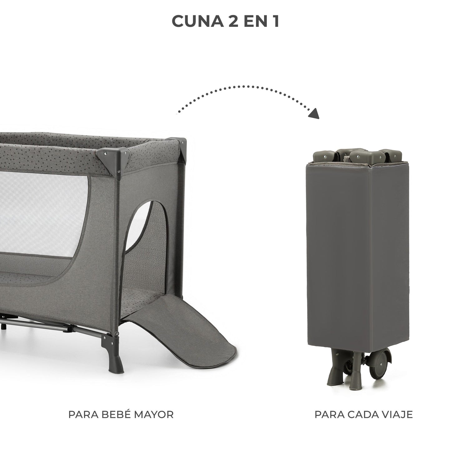 Kinderkraft - Cuna de viaje 2en1 multifunción JOY 2 - Plegado fácil y rápido