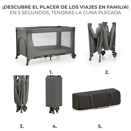 Kinderkraft - Cuna de viaje 2en1 multifunción JOY 2 - Plegado fácil y rápido