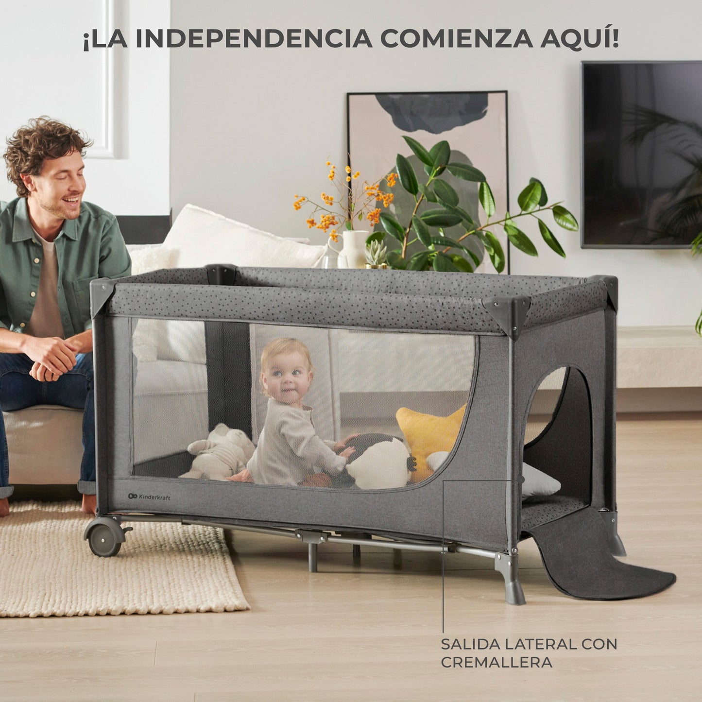 Kinderkraft - Cuna de viaje 2en1 multifunción JOY 2 - Plegado fácil y rápido