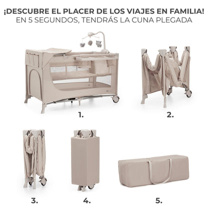 Kinderkraft - Cuna de viaje 3en1 multifunción JOY 2 con Accesorios - Plegado fácil y rápido